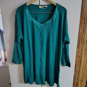 VTG 80s Victoria's Secret Gold Label Teal 100% Cotton Oversized M/L RN 70091
